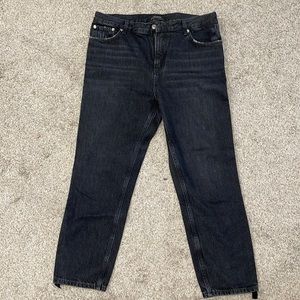 Zara black jeans with velvet trim